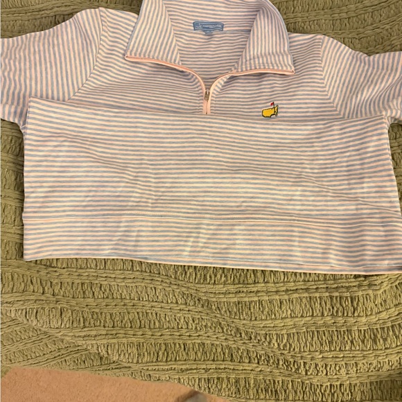 Masters Magnolia Pink & White Striped Half-Zip Pullover with Yellow Whale Emblem - Picture 5 of 5